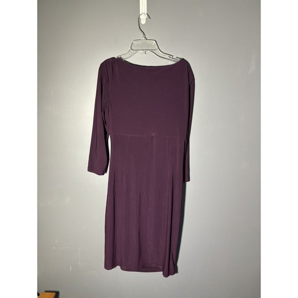 Lauren Ralph Lauren Womens Size 10 Ruched Jersey Sheath Dress Purple 3/4 Sleeve - Picture 2 of 3